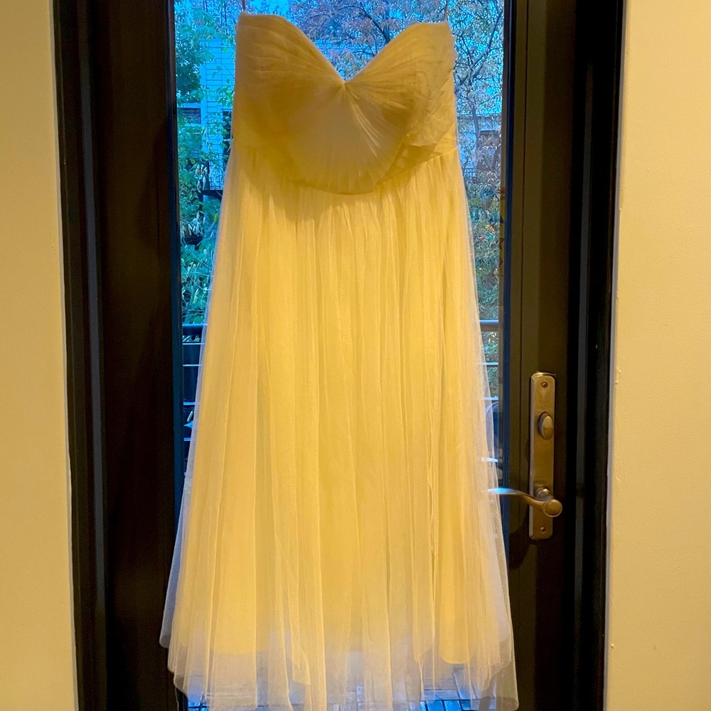 Jenny Yoo white strapless dress, sample size 4 (fits size 6)
